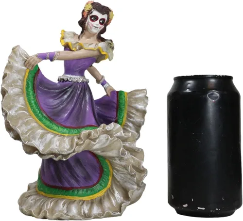 Vista 7 de Ebros Gift Dia De Los Muertos Día de los Muertos Vestido Púrpura Tradicional Estatua De Bailarín Calavera De Azúcar Vivas Calacas Celebración Osario