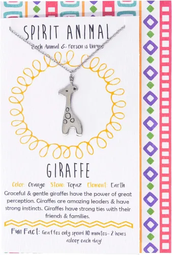 Vista 2 de Shag Wear - Collar con dije de espíritu animal de peltre para mujer, con sobre de regalo, gris, Jirafa