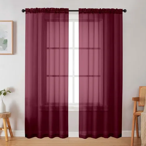 Vista 71 de 2 paneles de cortinas traslúcidas blancas para dormitorio, sala de estar, 96 pulgadas de largo, modernas, suaves, ligeras, con bolsillo para barra