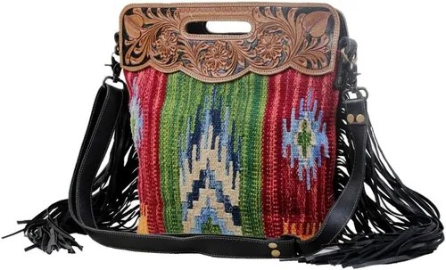 Vista 2 de Myra Bag Jardin S-3057 - Bolsa de mano de algodón y piel reciclada, Varios