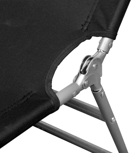 Vista 6 de Sillas de playa ligeras para adultos, tumbona plegable con cojín para la cabeza, acero recubierto de polvo, negro, sillón reclinable de campamento