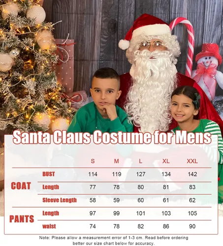 Vista 6 de Cozople Mens Santa Suits Costume 10pcs Womens Deluxe Christmas Dress Set