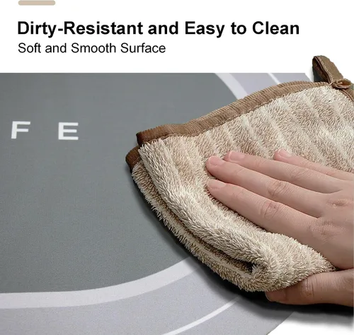 Vista 5 de Tapetes de baño de goma de secado rápido, antideslizantes, súper absorbentes, de secado instantáneo, alfombra de baño frente al fregadero de la Beige