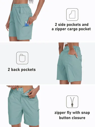 Vista 4 de MoFiz Pantalones cortos de golf para mujer de 7 pulgadas, de secado rápido, bermudas ligeras con bolsillos