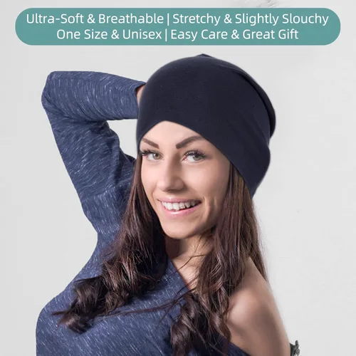 Vista 6 de Cotton Beanie Hats for Men Women Stretchy Workout Cap, Helmet Liner, Lightweight Running Hat, Athletic Skullcap