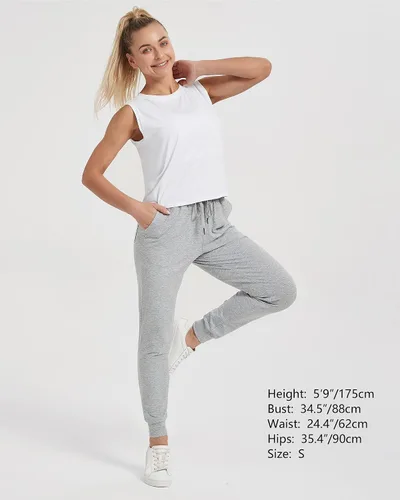 Vista 5 de Stelle Pantalones deportivos ligeros de cintura alta para mujer pantalones deportivos de entrenamiento con bolsillos 28 pulgadas