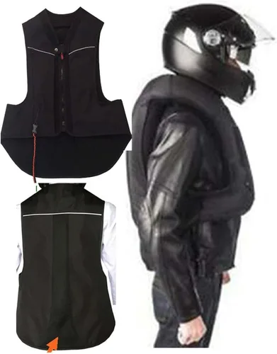 Vista 4 de Chaleco inflable reflectante con bolsa de aire para motocicleta, con diseño de malla 3D (negro, pequeño)