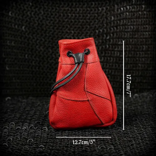 Vista 4 de Mythrojan Medieval Drawstring Bag, Ideal for SCA LARP Reenactment & Ren fair-Full Grain Leather