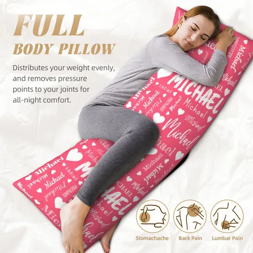 Vista 5 de Funda de almohada corporal personalizada con nombre (20 x 54 pulgadas), funda de almohada de cuerpo largo personalizada para niños, mamá, papá