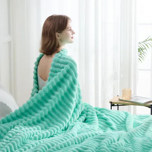Vista 7 de NEWCOSPLAY Manta de Tiro Súper Suave Aqua Franela Sedosa Premium Forro Polar Jacquard Acanalado 3D Ligero Manta de Cama Uso en Todas las Estaciones
