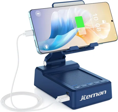 Vista 10 de JTEMAN Regalos para hombres y mujeres, soporte ajustable para teléfono celular con altavoz Bluetooth y función de carga, genial idea de regalo