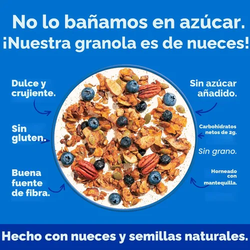 Vista 5 de Low Karb Keto Blueberry Nut - Granola saludable para desayuno, cereal, snacks y comida saludable, 0.1 onzas (3g) de carbohidratos netos, almendras