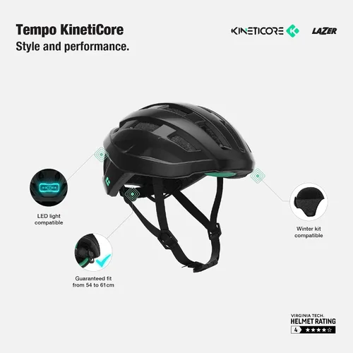 Vista 3 de LAZER Tempo KinetiCore - Casco de bicicleta liviano para adultos, equipo de ciclismo para hombres y mujeres