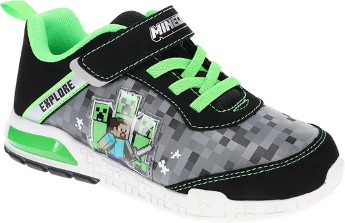 Vista 2 de Minecraft Shoes for Boys Light-Up Sneakers with Adjustable Strap GreenBlack