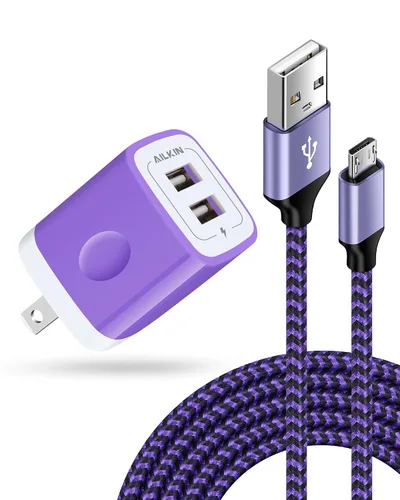 Vista 15 de AILKIN Cargadores de iPhone, [certificado Apple MFI] Cable Lightning trenzado de 6 pies de largo + cargador de pared USB, cable de alimentación