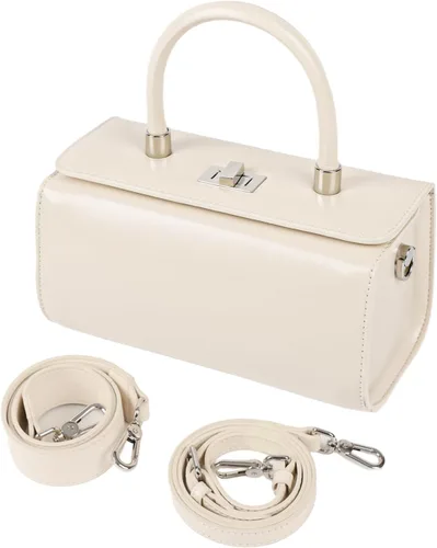 Vista 9 de Bolso de hombro de cuero para mujer, bolso de mano estructurado inspirado en el diseñador, bolso de mano de cuero genuino con correas ajustables