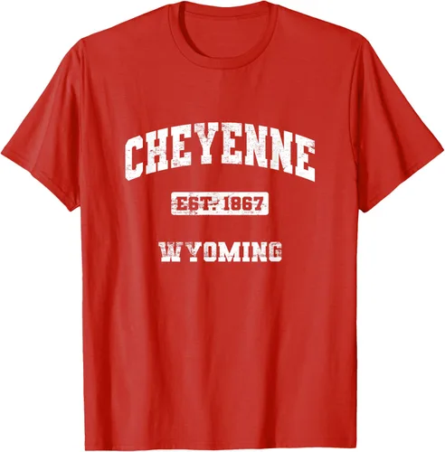 Vista 38 de Cheyenne Wyoming WY vintage state Camiseta de estilo atlético, Negro
