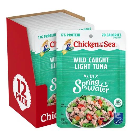 Vista 13 de Chicken of the Sea Frank’s RedHot Atún Claro de Captura Salvaje, 2.5 Onzas Paquetes, 12-Conteo – Atún de Alta Proteína Saborizado con Salsa