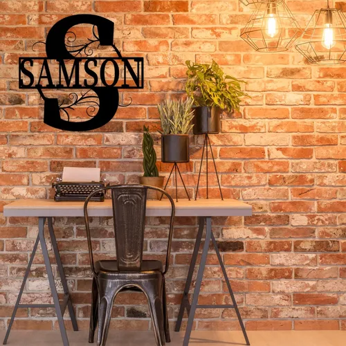 Vista 4 de Letreros de metal personalizados con nombre, letras con monograma, decoración de pared, letrero de apellido familiar personalizado para decoración