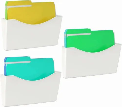 Vista 9 de Kuntine.B 3 unidades de organizador de archivos de bolsillo único negro para colgar en la pared, organizador de correo y revistas para montar