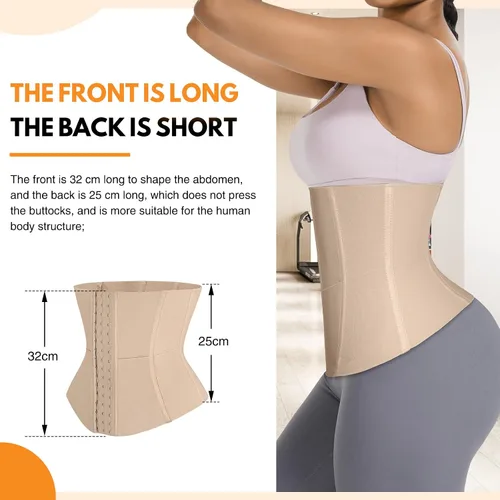 Vista 5 de Waist Trainer for Women Adjustable Underbust Corsets Latex Body Shaper 9 Steel Bones 3 Rows for Hooks and Pocket