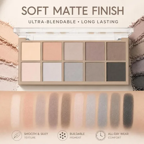 Vista 3 de Sulily Paleta de sombra de ojos color nude, 10 colores, maquillaje de sombra de ojos mate, gris pardo marrón, humo neutro, pigmento alto mezclable