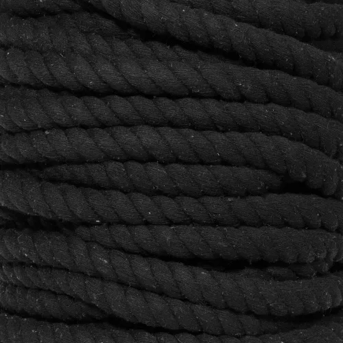 Vista 62 de Cuerda de algodón trenzado súper suave de 3 hebras (negro, 1 pulgada x 10 pies)