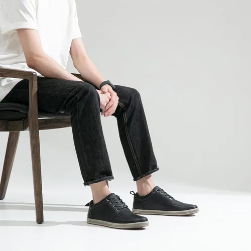 Vista 2 de Jousen Zapatos deportivos de cuero para hombre, estilo retro, para negocios, casuales, para hombres