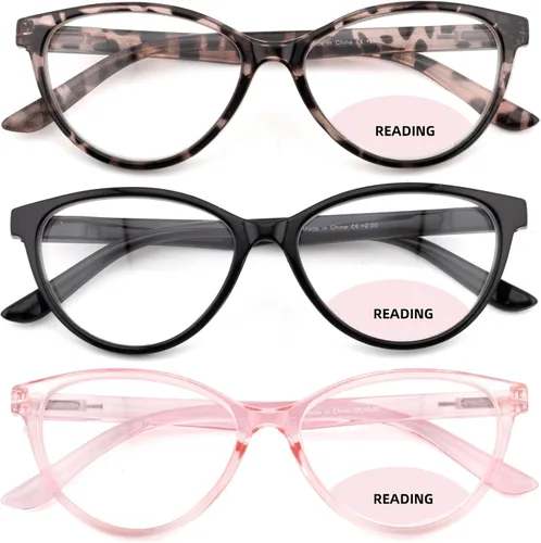 Vista 2 de Paquete de 3 lentes de lectura bifocales para mujer, con bloqueo de luz azul, lectores de computadora de ojo de gato, lector bifocal sin línea, anti