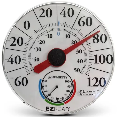 Vista 6 de Headwind EZRead - Termómetro de esfera decorativa, termómetro de pared para interiores y exteriores de 12.5 pulgadas, esfera de patio resistente a