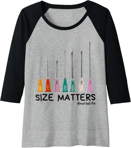 Vista 10 de Needle Size Matters Camiseta de béisbol raglán divertida de enfermería CNA Nurse Life, Negro