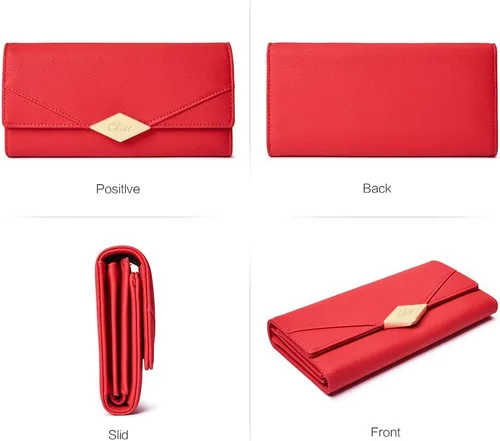 Vista 27 de CLUCI Cartera de cuero triple grande para mujer