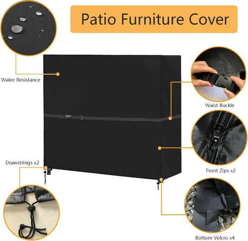 Vista 5 de FLYMEI Funda de columpio para exteriores, cubierta de hamaca de 2 plazas triples para porche, toldo y otros muebles de patio, impermeable