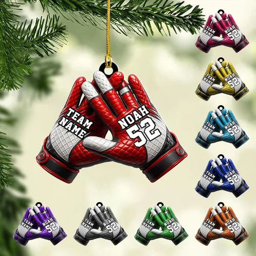 Vista 34 de Adornos de fútbol personalizados, hombreras y casco, adorno de Navidad, regalo de jugador estadounidense, regalo para niños y niñas, decoración