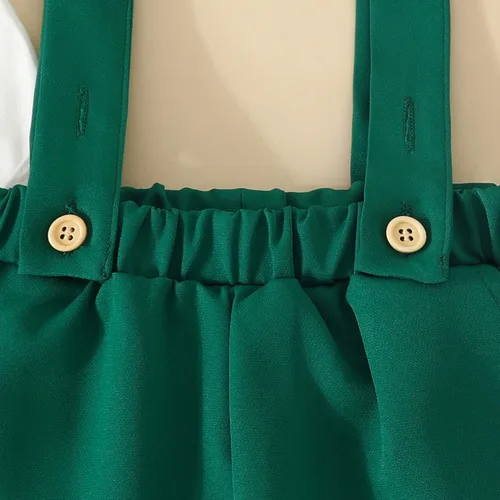 Vista 6 de Traje de primer cumpleaños para bebé niño Wild One Animal Bowtie Romper pantalones cortos con tirantes