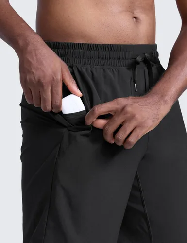 Vista 5 de CRZ YOGA Pantalones cortos de entrenamiento sin forro para hombre, 9 pulgadas, secado rápido, para correr, deportes, atletismo, gimnasio