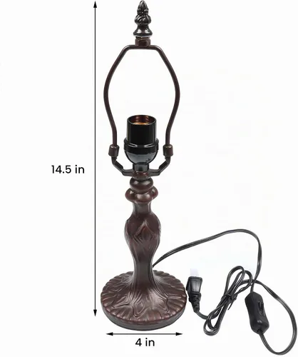 Vista 4 de Bieye B10718 - Base de lámpara de mesa color marrón antiguo con enchufe de luz E26, 4" de ancho x 14.5" de alto