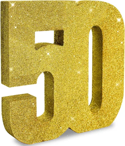 Vista 10 de TONIFUL Centros de mesa de madera número 0 con purpurina dorada de 7.8 pulgadas, decoración de fiesta de cumpleaños, oro brillante digital 0