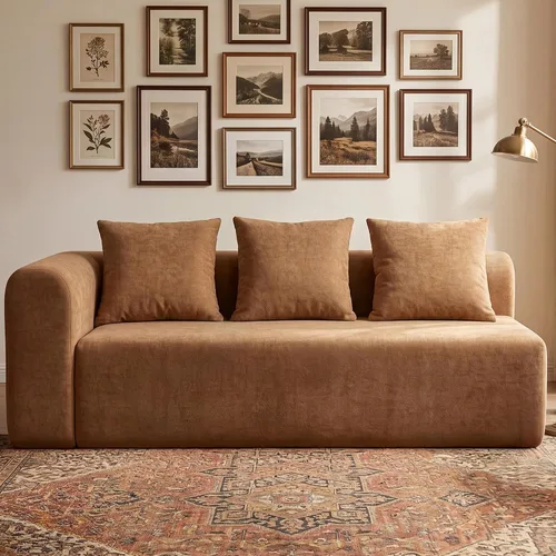 Vista 17 de Claiks Sofá modular deshuesado de 123 pulgadas, sofá en forma de L para sala de estar, sofá moderno de asiento profundo de 3 plazas, tela de Gris