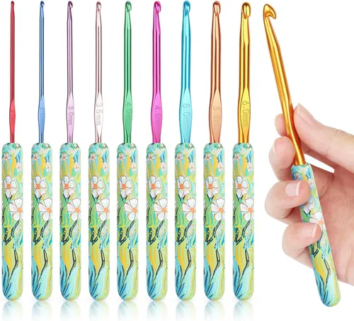 Vista 12 de Coopay - Juego de ganchos de ganchillo cálidos y cómodos de aluminio 9pcs 2.0mm-6.0mm(B-J) Smooth Crochets Needles Set for Crocheting, Blue Flower