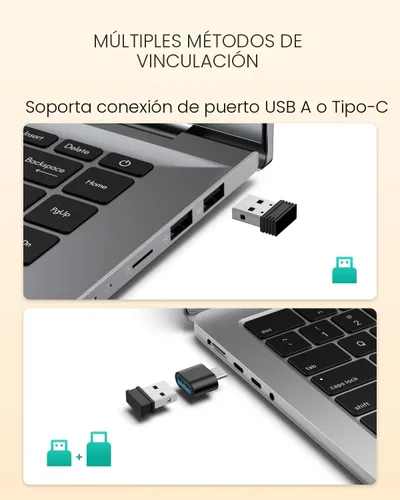Vista 5 de POJTK Ratón ergonómico inalámbrico recargable, conexión Bluetooth+USB A+Tipo C (3 en 1), 5 niveles hasta 4800 DPI, 6 botones silenciosos, ratones
