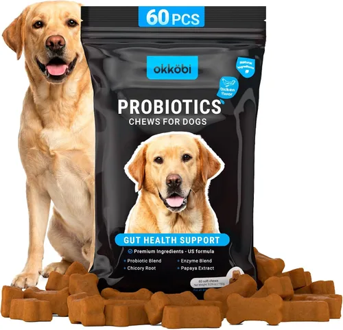 Vista 8 de Probióticos masticables para perros, 60 piezas, apoyo para la salud digestiva e intestinal, masticables probióticos para perros con enzimas e