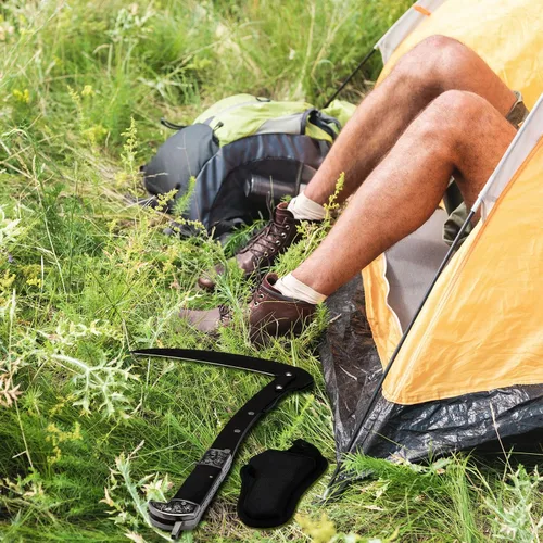 Vista 6 de WILLBOND Herramienta de jardín plegable de hoz negra afilada, cuchillo de mano de hierba de seguridad portátil con funda mango de madera, 2