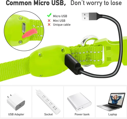 Vista 2 de Collares iluminados para perros pequeños, medianos y grandes, collar de perro LED ajustable, collar recargable suave brillante para perros y gatos