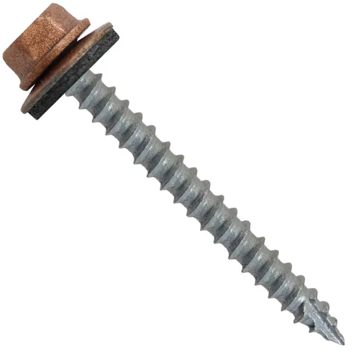 Vista 160 de TORNILLOS PARA TECHOS DE METAL #14: (250) Tornillos x 1" ABC GRIS Tornillo para techo de chapa metálica con cabeza hexagonal y arandela.