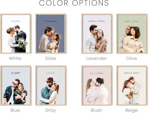 Vista 3 de HAUS AND HUES Póster personalizado de retrato de pareja, añade tu foto para una impresión personalizada, gran regalo para bodas, recién casados