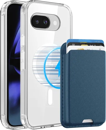 Vista 32 de Funda magnética para Google Pixel 9A con soporte para tarjetas, funda magnética desmontable, [compatible con MagSafe] a prueba de golpes con ranura