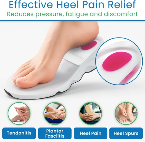 Vista 3 de ViveSole Taloneras de gel para dolor, fascitis plantar (par) – Almohadillas de silicona para alivio, espolones de talón, zapatos, tratamiento