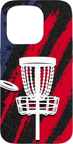 Vista 14 de iPhone 16 Disc golf american flag USA disc golfer dad Case