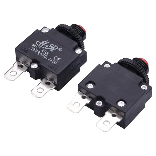 Vista 4 de Interruptores térmicos de 20 amperios, 125/250 V CA 32 V CC, botón de reinicio manual, protector de sobrecarga, interruptor de disyuntor de 20 A